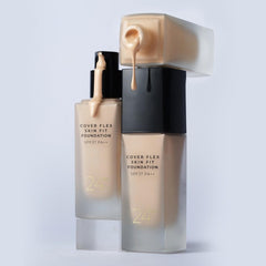 BOM Cover Flex Skin Fit Foundation (#21 Rosy Beige) Liquid Makeup Foundation SPF 37 PA+++ Semi Matte Coverage for Ivory Neutral