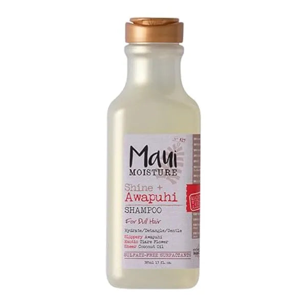 Maui Moisture Shine + Awapuhi Moisturizing Vegan Shampoo with Coconut Oils for Shiny Hair, Silicone Free & Sulfate Free Surfactant Aloe Shampoo to Detangle & Hydrate Dull Hair, 13 fl. Oz