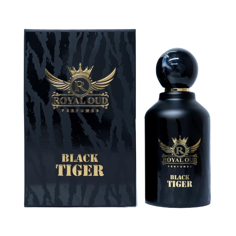 Royal Oud Perfumes Black Tiger - Citrusy, Spicy & Woody Luxury Men's Fragrance from Dubai (100 ml)