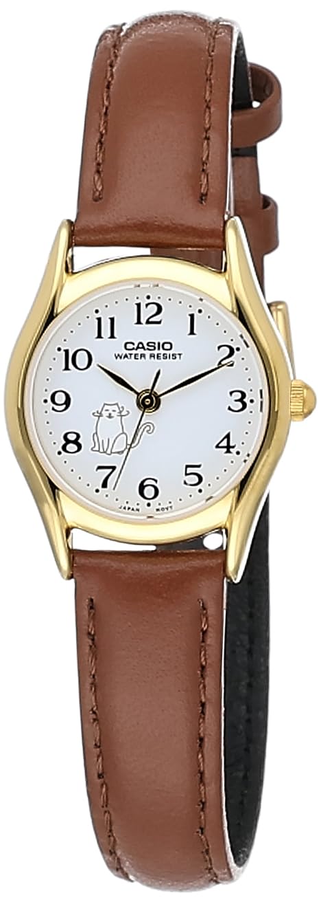 Casio Womens Quartz Watch, Analog Display and Leather Strap