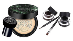 Lusty Soul 3 in 1 CC and BB Water Proof Foundation Concealer Cream with Air Cushion Mushroom+ Long Lasting Gel Eyeliner, Black and Brown (CC Cream + MF Eyeliner)