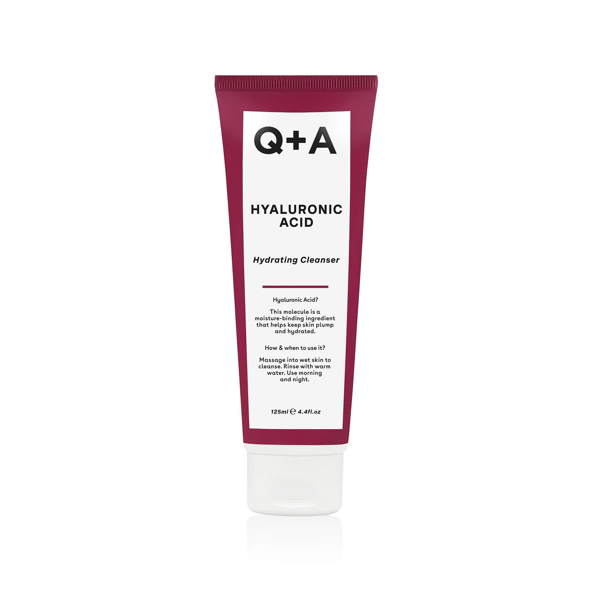 Q+A Hyaluronic Acid Hydrating Cleanser | 125ml | Gentle Cleanser with Hydrating Hyaluronic Acid, Coco Betaine, and Aloe Vera