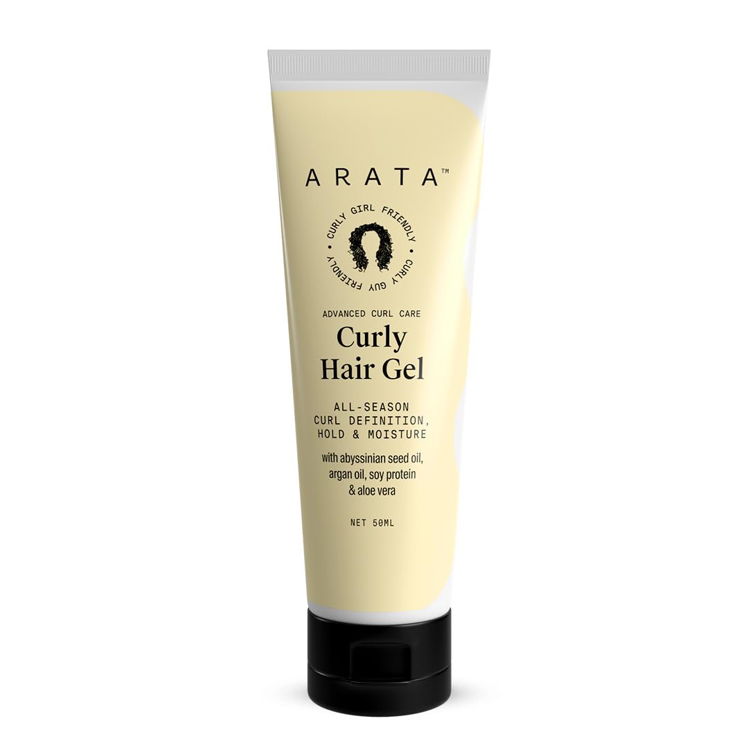 Arata Advanced Curl Care Curly Hair Gel (50 ML) | Abyssinian Seed Oil, Argan Oil, Soy Protein & Aloe Vera | All-Season Curl Definition & Soft, Natural Hold