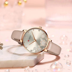 CURREN 9068 Brand Women Watch Fashion Flower Dial Quartz Ladies Leather Wristwatch Elegant Gift Lady Watche WITH ORIGNAL GIFT BOX - CAMAL