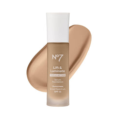 No7 Lift & Luminate Triple Action Serum Foundation - Cashew - Liquid Foundation Makeup with SPF 15 for Dewy, Glowy Base - Radiant Serum Foundation for Mature Skin (30ml)