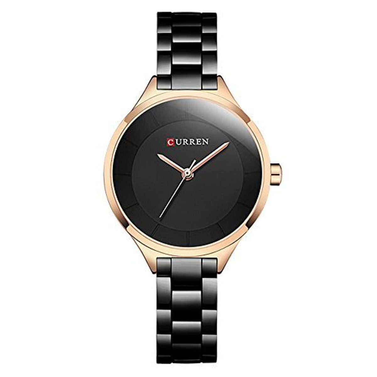 CURREN Women's and Girls Sports Waterproof Stainless Steel Quartz Wrist Watch - 9015 - Black