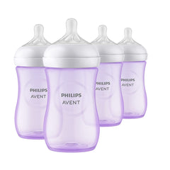 Philips AVENT Natural Baby Bottle with Natural Response , Purple, 9oz, 4pk, SCY903/34