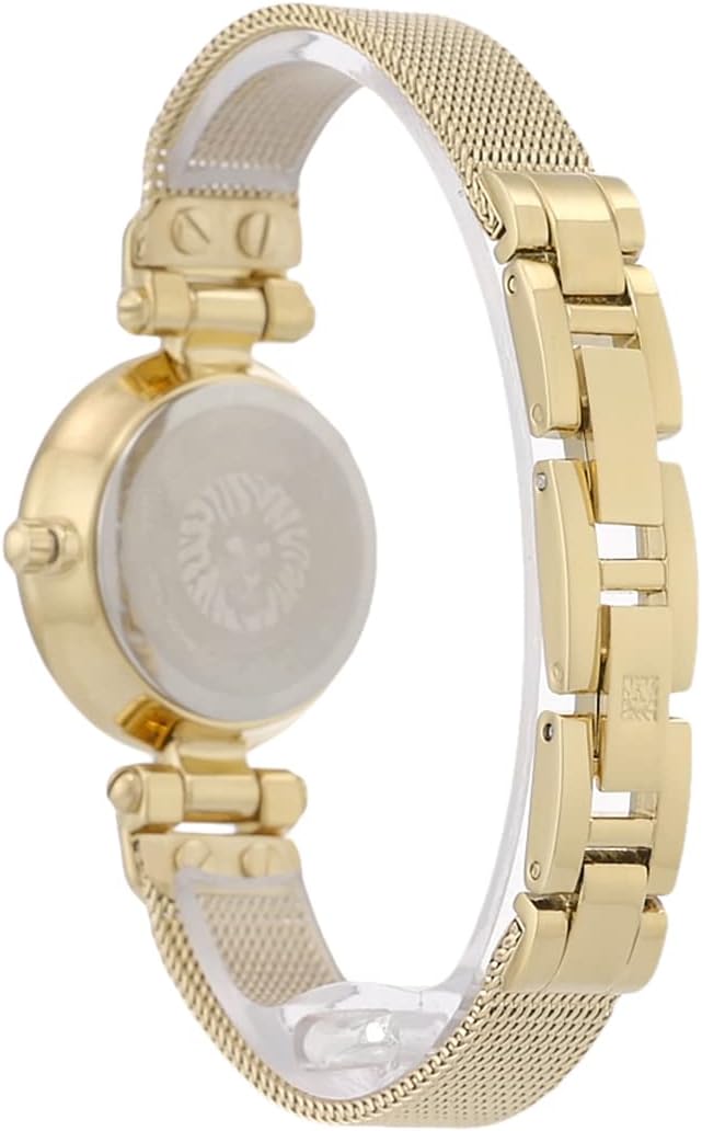 Anne Klein AK/3388 Premium Crystal Accented Mesh Bracelet Watch for Women, Gold