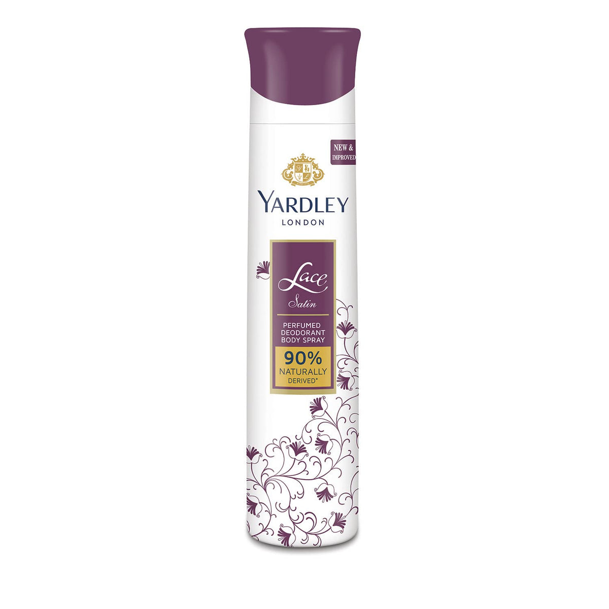 Yardley London Lace Satin Perfumed Deodorant Body Spray| Fresh Floral Scent| 90% Naturally Derived| Deo Spray| Body Deodorant for Women| 150ml