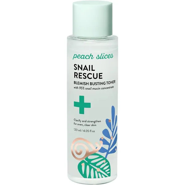 Peach Slices | Snail Rescue Blemish Busting Toner | 95% Snail Mucin | Pore Cleaner | Hydrates & Balances | Korean Skin Care | CICA | Hyaluronic Acid | Non-Comedogenic | Cruelty-Free | 4.05 oz