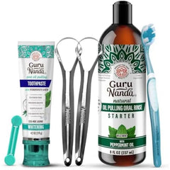 GuruNanda Whitening Care Bundle – Hydroxyapatite Toothpaste & Peppermint Whitening Pulling Oil for a Brighter Smile & Fresher Breath