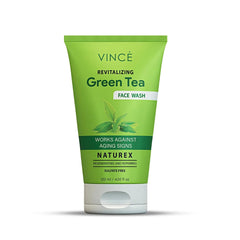 Vince Green Tea Face Wash - Rich in antioxidants, deep cleanses and fights signs of aging - Reduces oil and acne, brightens skin and enhances skin firmness for a youthful glow - 120 ml