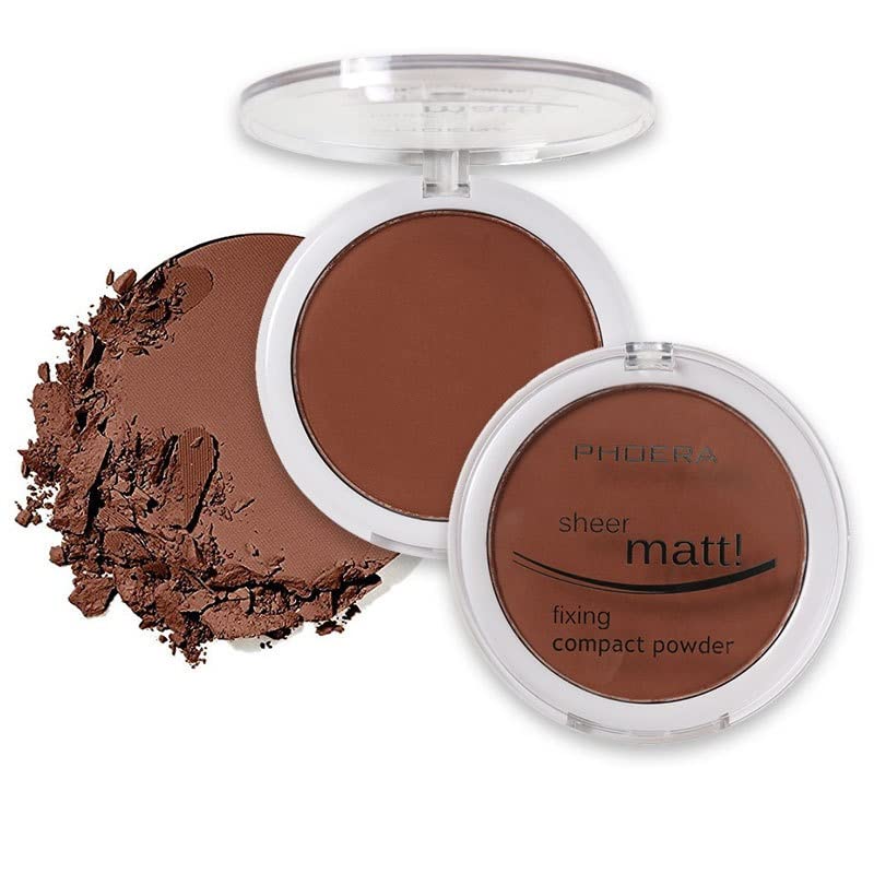 2 Pack PHOERA Matte Face Powder, Control Oil Brighten Skin Color Full Coverage Flawless Face Setting Loose Powder。208 - Espresso