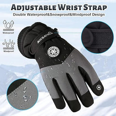 CLENEA Winter Gloves, Ski Gloves for Women Men, Waterproof Windproof Touchscreen Snow Gloves with Wrist Leashes, Keep Warm for Snowboard Skiing and Cycling