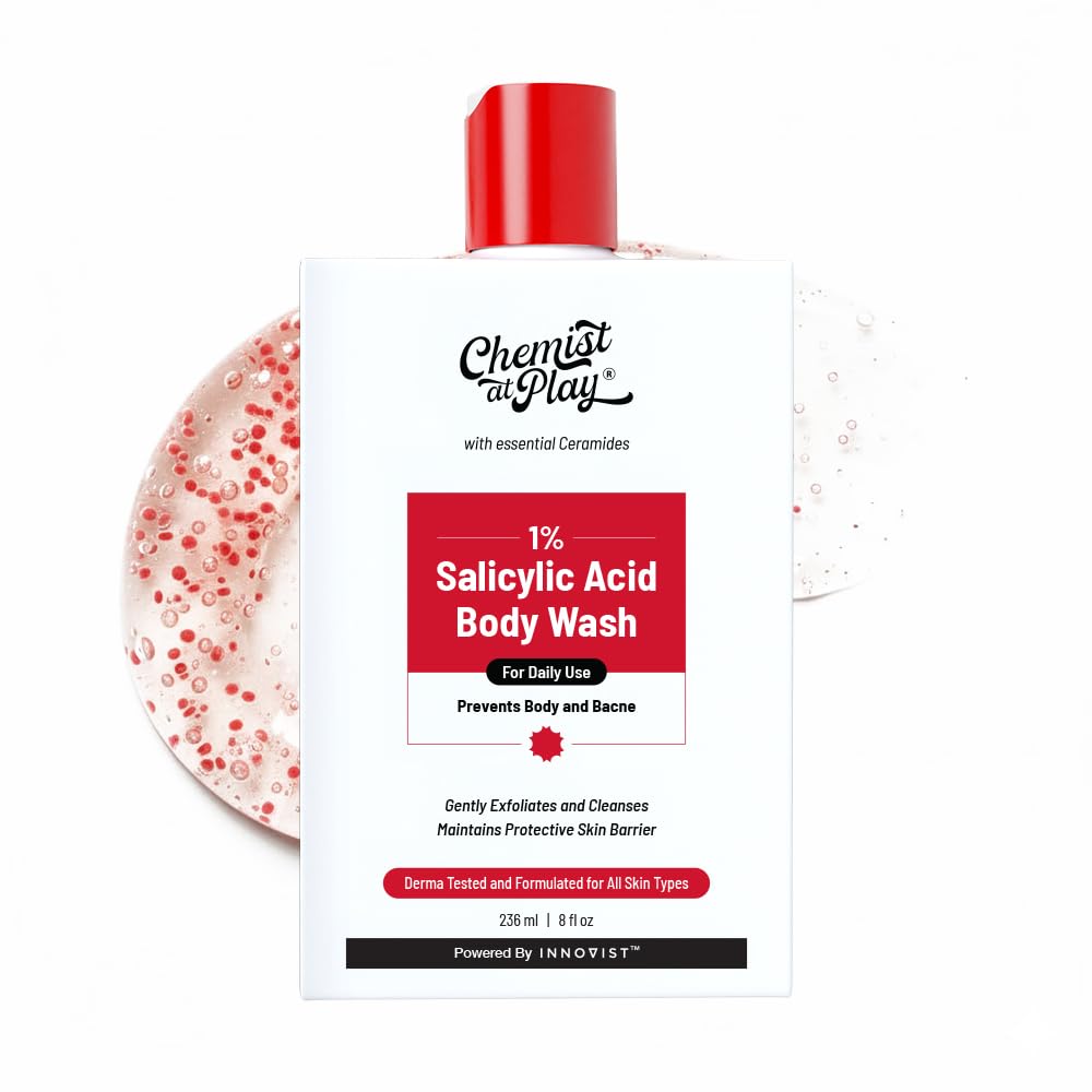 Chemist at Play Acne Control Body Wash with Ceramides | 3% Pentavitin + 1% Salicylic Acid For back acne (Bacne), bumpy texture, smooth skin texture - 236 ml