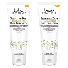 Babo Botanicals Sensitive Baby Daily Hydra Lotion, Fragrance Free, Pack of 2 (8 fl oz Each) – Oat, Calendula, Shea Butter & Jojoba for Dry, Delicate Skin
