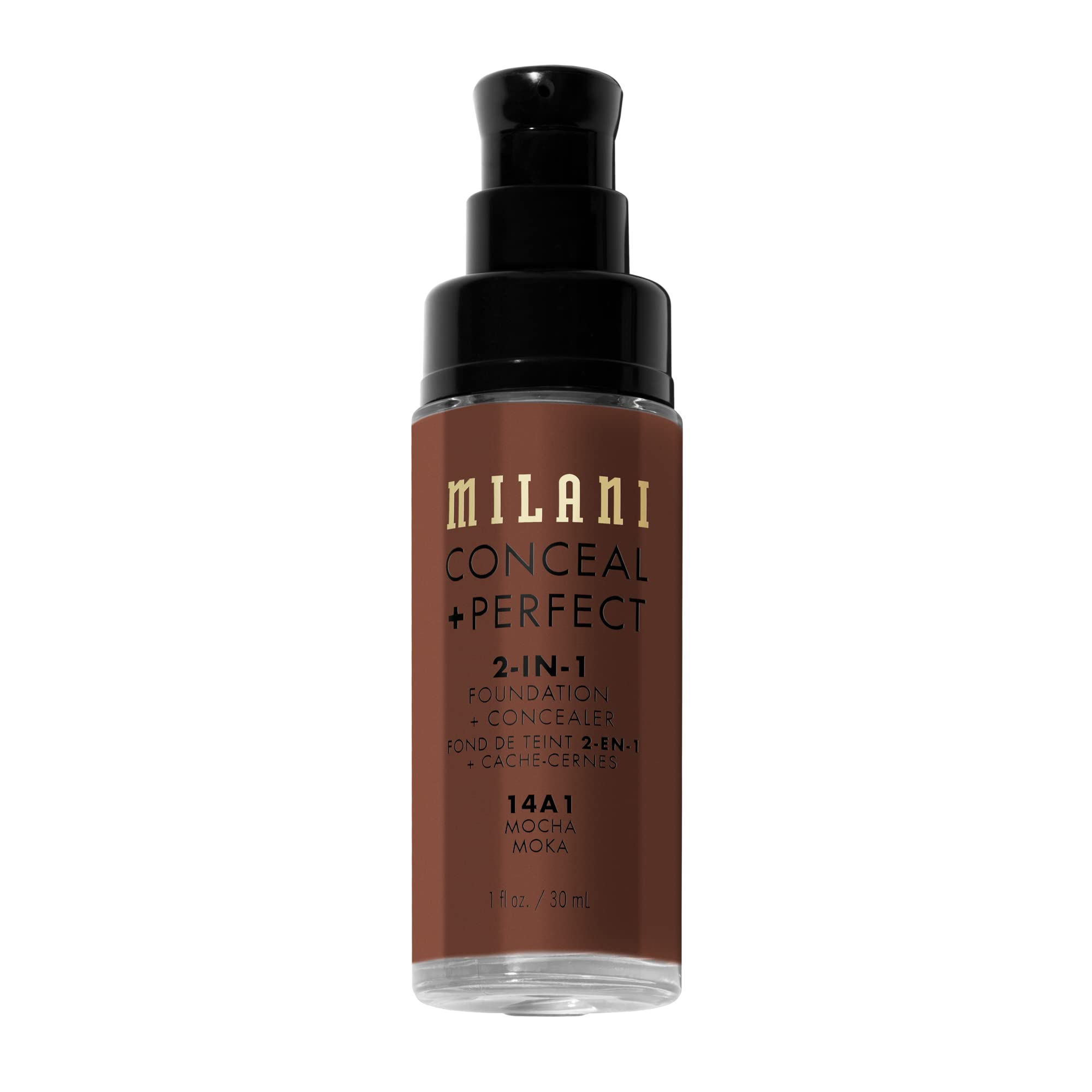 (Mocha) - Milani Conceal + Perfect 2-in-1 Foundation + Concealer - Mocha (30ml) Cruelty-Free Liquid Foundation - Cover Under-Eye Circles, Blemishes & Skin Discoloration for a Flawless Complexion