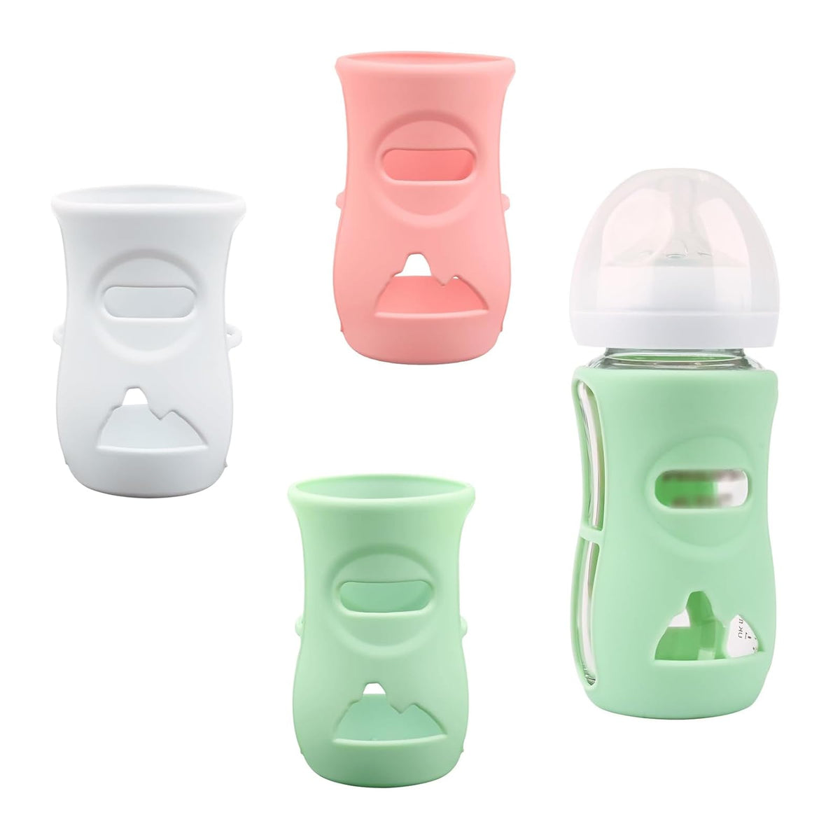 NOLACE 3 Pack Avent Silicone Cover for Baby Bottles Made of Natural Glass Shatterproof Baby Bottle Holder Compatible with 8 oz Natural Glass Baby Bottles BPA Free
