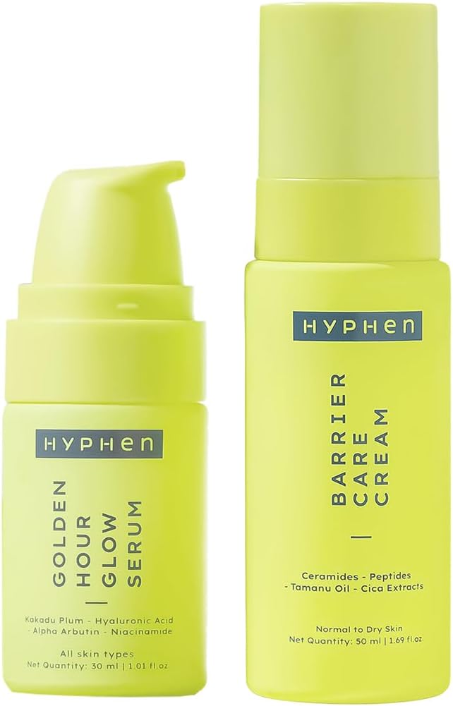 Hyphen Daily Night-Care Routine for Normal & Dry Skin with Face Serum & Barrier Care Cream | Glow & Moisturize Skincare Essentials | Rich in Ceramides, Niacinamide & Hyaluronic Acid | Value Pack of 2