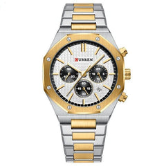 CURREN Watch Men's Quartz Luxury Luminous Wrist Watch With Stainless Steel Chronograph watch For Men 8440 (TETON WHITE)