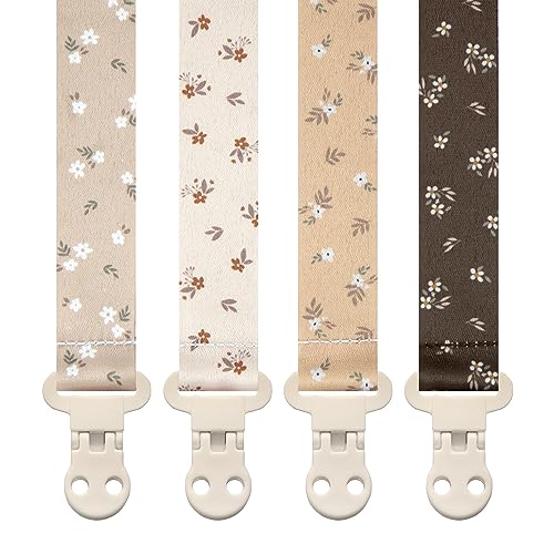 Stadela Baby Pacifier Clip Leash Soothie Holder for Girl 4 Pack Gift Set Universal Fit, Allysa