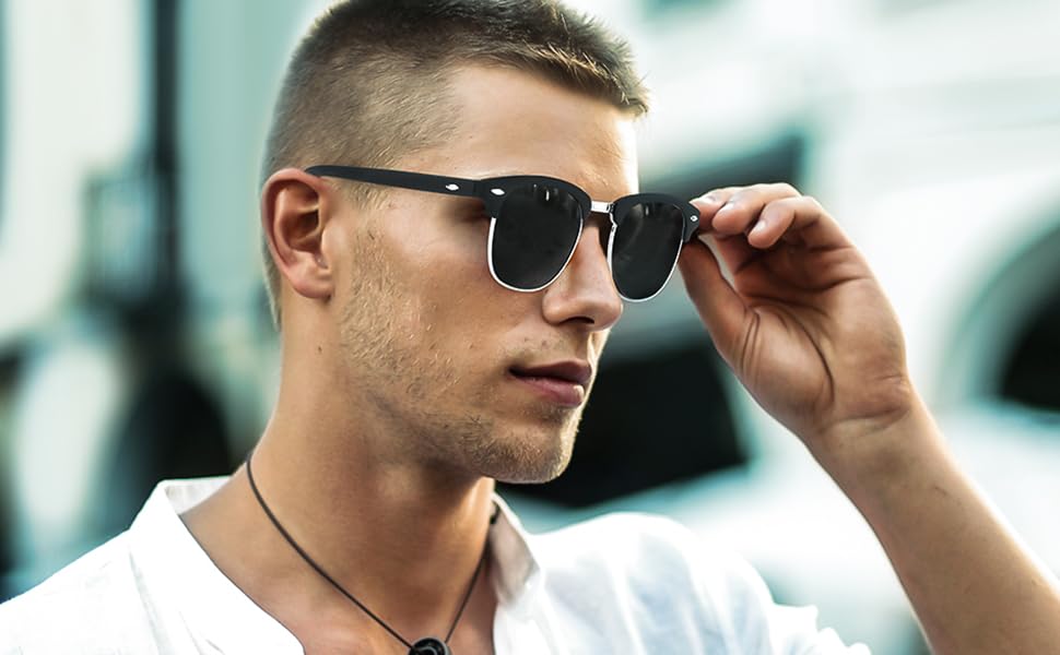 Gimdumasa Polarized Sunglasses Men Semi-Rimless Frame Sun Glasses for Men Women Retro Driving Shades with UV400 Blocking