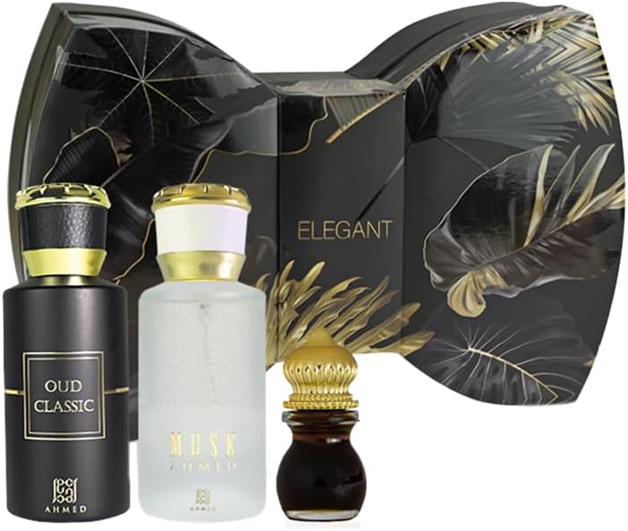 Ahmed Al Maghribi Elegant Gift Set Oud classic Musk Dehn Oud AMG 12ML Perfumes | Long lasting unisex gift set