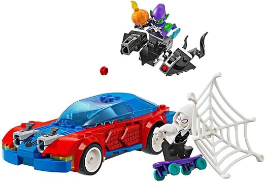 LEGO Marvel Spider-Man Race Car & Venom Green Goblin, Super Hero Building Toys for Boys & Girls Featuring a Spidey Minifigure, plus a Buildable Toy Vehicle and Web-Shooters, Gifts for Kids 76279