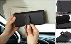 ELECDON Sunglasses Holder for Car Sun Visor, Universal Auto Eyeglasses Organizer Box, Vehicle Visor Accessories Glasses Protective Storage Case with Hidden Magnetic Closure for Woman Man