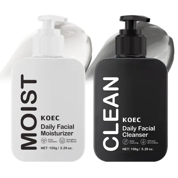KOEC Daily Skincare Duo – Exfoliating Face Wash & Hydrating Moisturizer for Sensitive Skin, Paraben-Free Gift Set