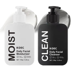 KOEC Daily Skincare Duo – Exfoliating Face Wash & Hydrating Moisturizer for Sensitive Skin, Paraben-Free Gift Set
