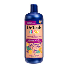 Dr Teal's Kids 3 in 1 Bubble Bath, Body Wash & Shampoo Elderberry & Vitamin C 591ml (Pack of 2)