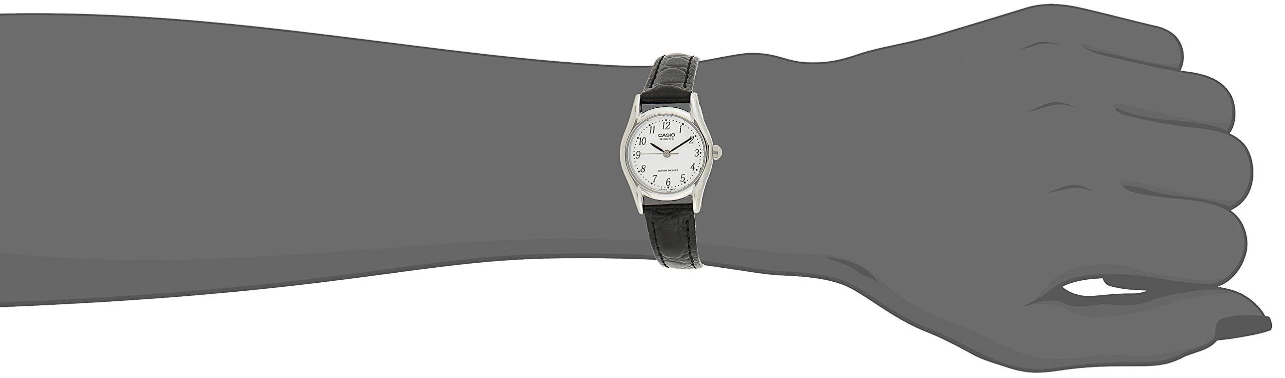 Casio Womens Quartz Watch, Analog Display and Leather Strap Black/White