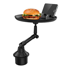 Cup Holder Tray for Car - Enjoy Your Meal and Stay Organized - Adjustable Car Tray Table with Surface, Phone Slot, and 360° Swivel Arm - Car Food Table for Cup Holders Wide (Long)