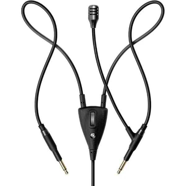 MEZE AUDIO Boom Mic Omnidirectional Clear Audio Plug and Play Boom Microphone for Gaming and Remote Work 3.5mm Male to Dual TS Mono 3.5mm Male Connector Plug Cable Length 2.50m/8.2ft