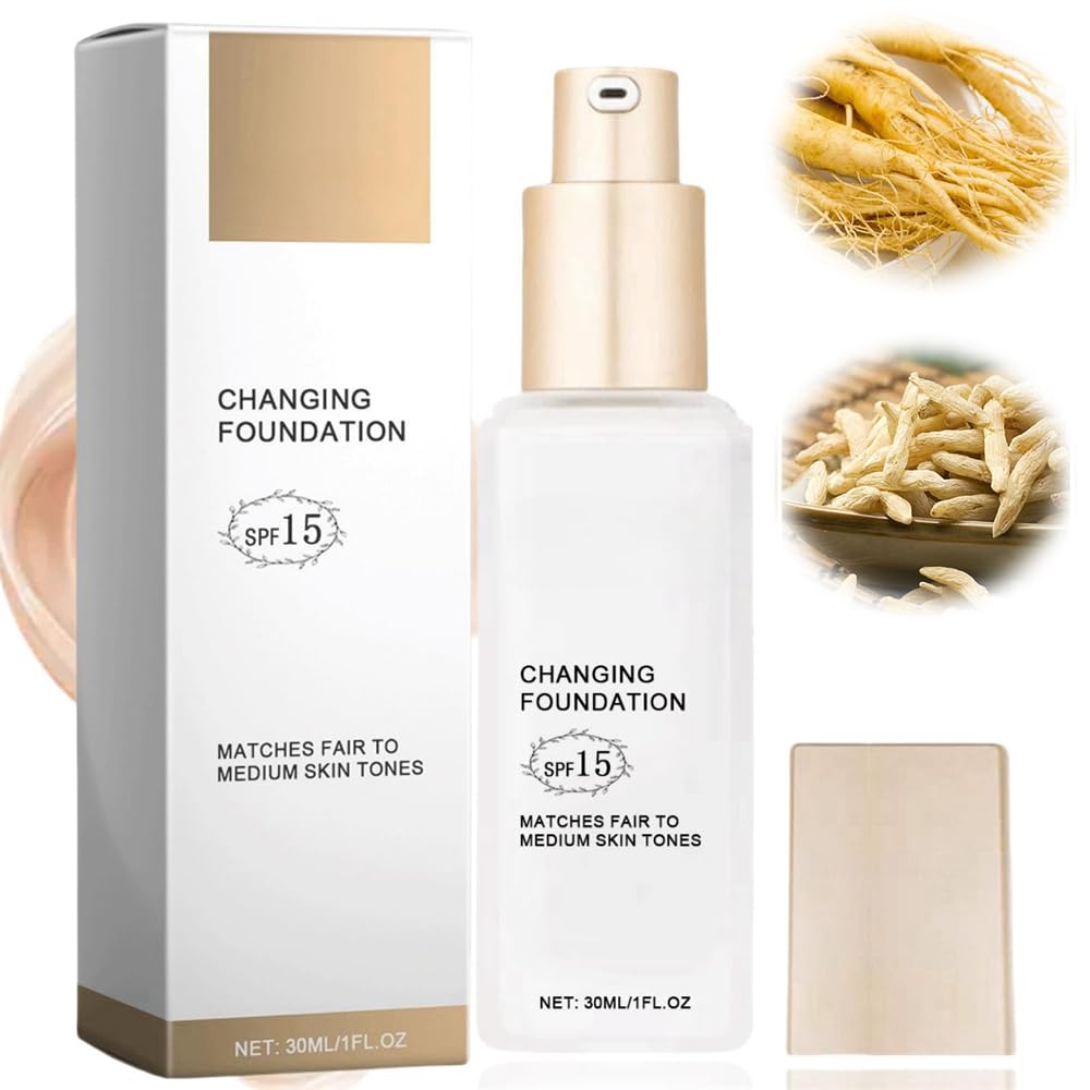 Azonee Flawless Colour Changing Liquid Foundation, Long-Lasting Moisturizing & Waterproof Foundation for Mature and Dry Skin, Full Coverage, SPF15, 30 ml