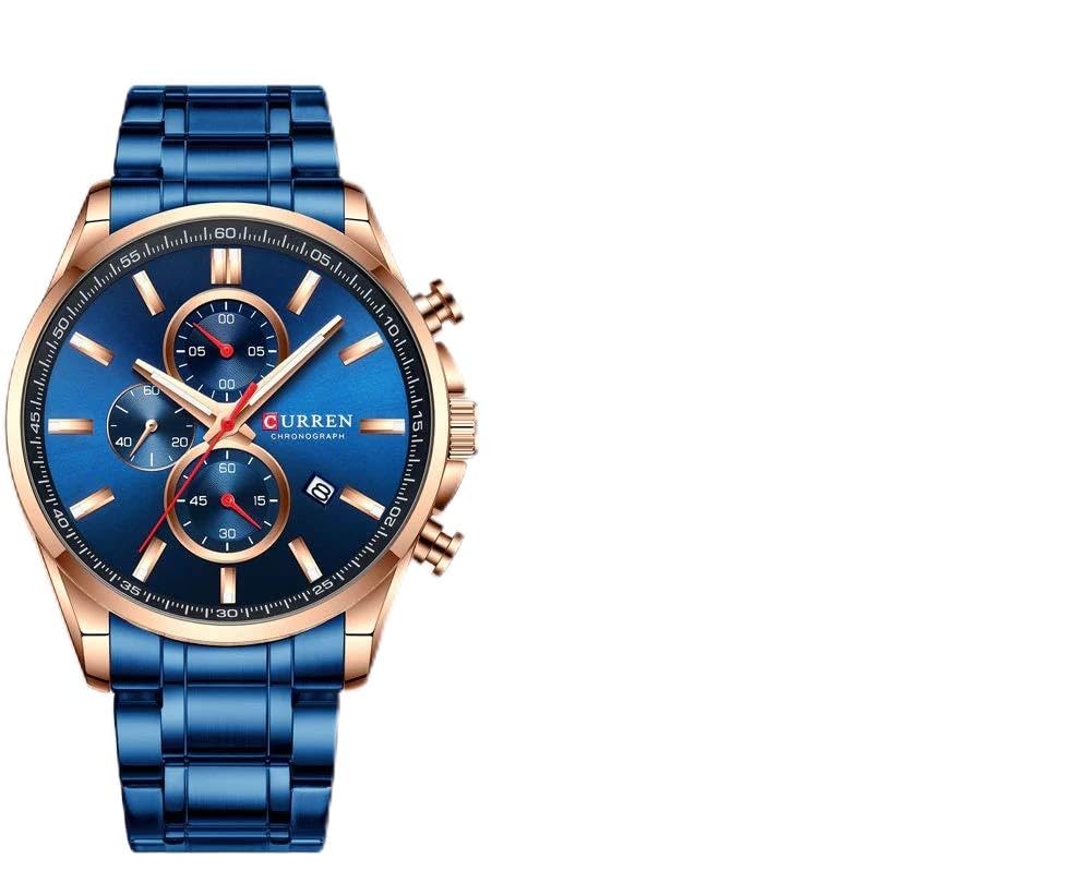CURREN 8337 Quartz Watch Top Brand Casual Sport Clock Luxury Wristwatch for Men Fashion (Blue)