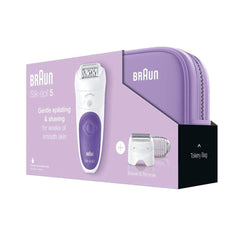 Braun Ses 5549 Gs Silk-Epil 5 Wet & Dry Cordless Epilator With 4 Extras, Including A Shaver Head And Trimmer Cap, White/Purple