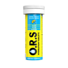 O.R.S Hydration Tablets with Electrolytes, Vegan, Gluten and Lactose Free Formula – Soluble Sports Hydration Tablets with Natural Lemon Flavour, 12 Tablets