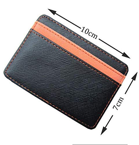 PU leather magic wallets fashion designer men money clip Black and orange
