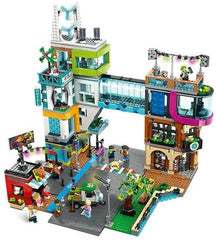 LEGO 60380 City City Centre Set, Model Building Kit with Reconfigurable Modular Rooms including Toy Shops, Barber, Vlogger Studio, Hotel and Rooftop Disco with 14 Minifigures