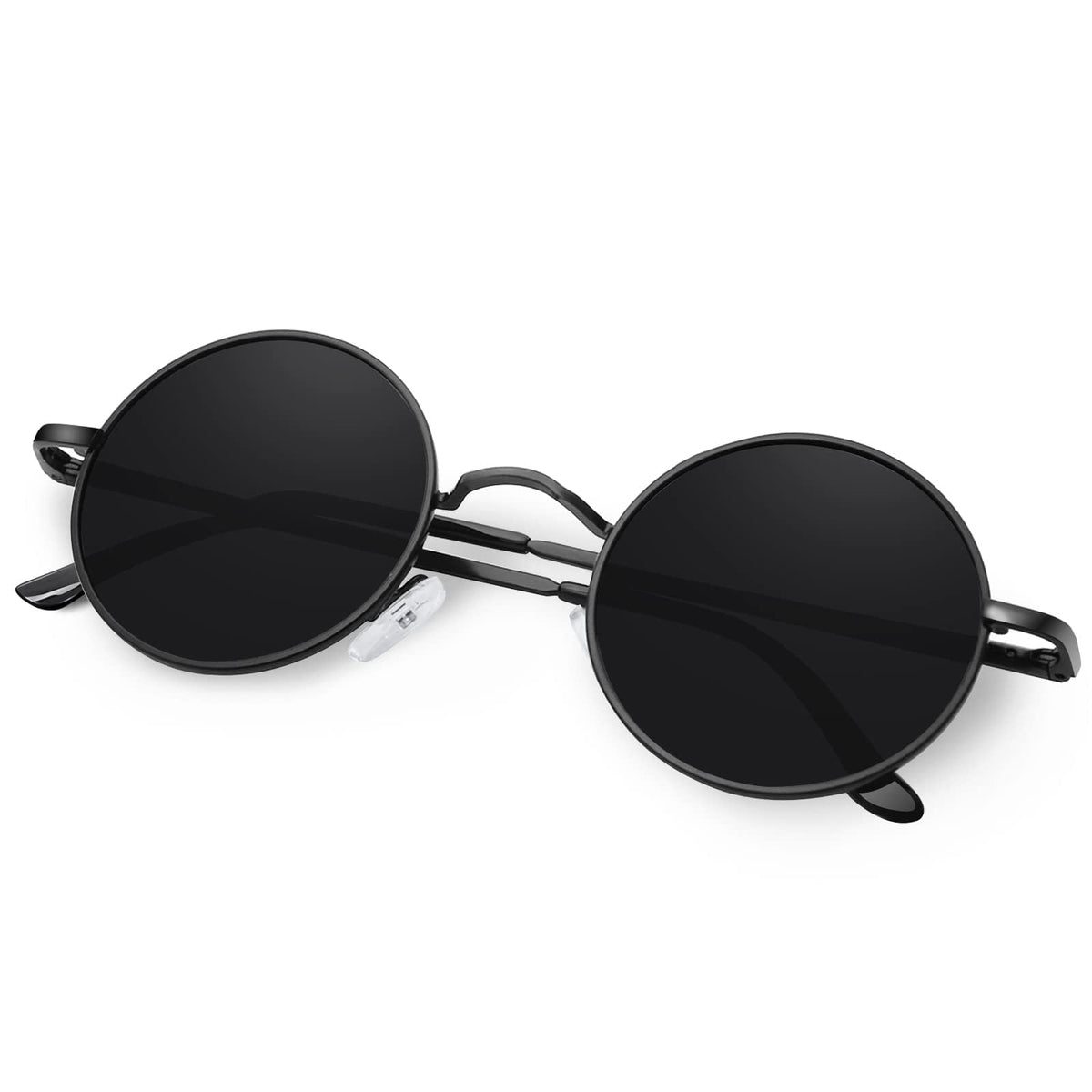 KANASTAL Hippie Round Polarized Sunglasses for Women Men, Small Circle Sun Glasses Classic Vintage Retro Shades Metal Frame UV400 Protection