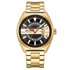CURREN Men's Quartz Sports Brand Luxury Business Waterproof Automatic Date Stainless - GOLD