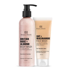 Botanic Hearth Oat & Niacinamide Face Wash and British Rose & Almond Body Wash (Pack of 2)