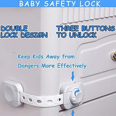 H&A Child Safety Latches - Child Locks for Cabinets - 3M Adhesive Drawer locks for Babies - Adjustable Baby proofing set for Cupboard, Toilet, Oven, Fridge, Door, Window (White, pack of 6)