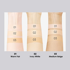 CARSLAN Black Magnet Cushion Foundation - Full Buildable Coverage, Moisturizing, Lightweight, 16H Long-Lasting Glow Looking, Refill Included, 02.Ivory White