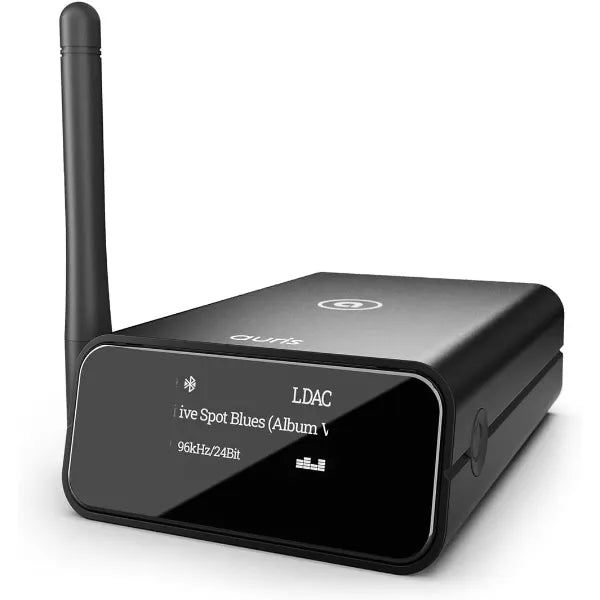 Auris Blume Pro HiFi Bluetooth 5.3 Music Receiver – Long Range Wireless Audio Adapter with Audiophile DAC, LDAC & aptX HD Support, OLED Display, Optical/Coaxial/AUX Outputs for Home Stereo, AV Receiver & Amplifier