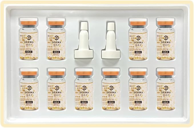 DERMAMAX Gold 24k serum skin Booster korean kit 10 vials Professional Microneedling Serum, Premium Booster,10 * 8 ml Ampoules Gold peptideEspecially for Anti-wrinkle,rejuvenation
