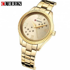 CURREN Watch 9009 Women's Quartz Watch Designer Crystal Wristwatch Ladies Watch (with Original Box) - GOLD