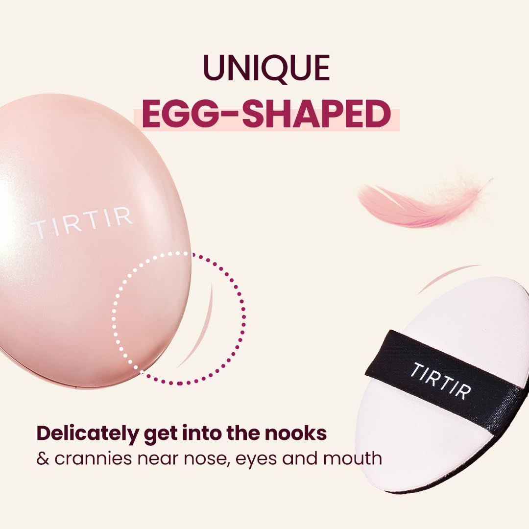 TIRTIR Mask Fit All Cover Pink Cushion Foundation | High Coverage, Semi-Matte Finish, Lightweight, Flawless, Corrects Redness, Korean Cushion, Mini (0.15 oz.), 17C Porcelain